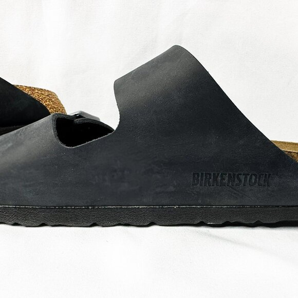 Birkenstock Arizona Soft Footbed Leather Sandals EU 39 Narrow W8 Charcoal EUC - Picture 10 of 13